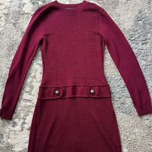 Wine red knit dress